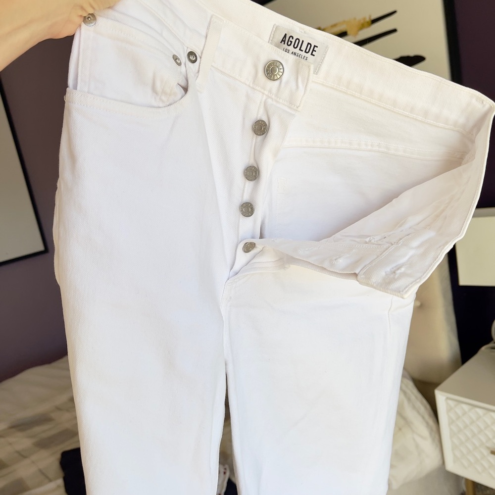 Agolde Women's High Rise White Jeans